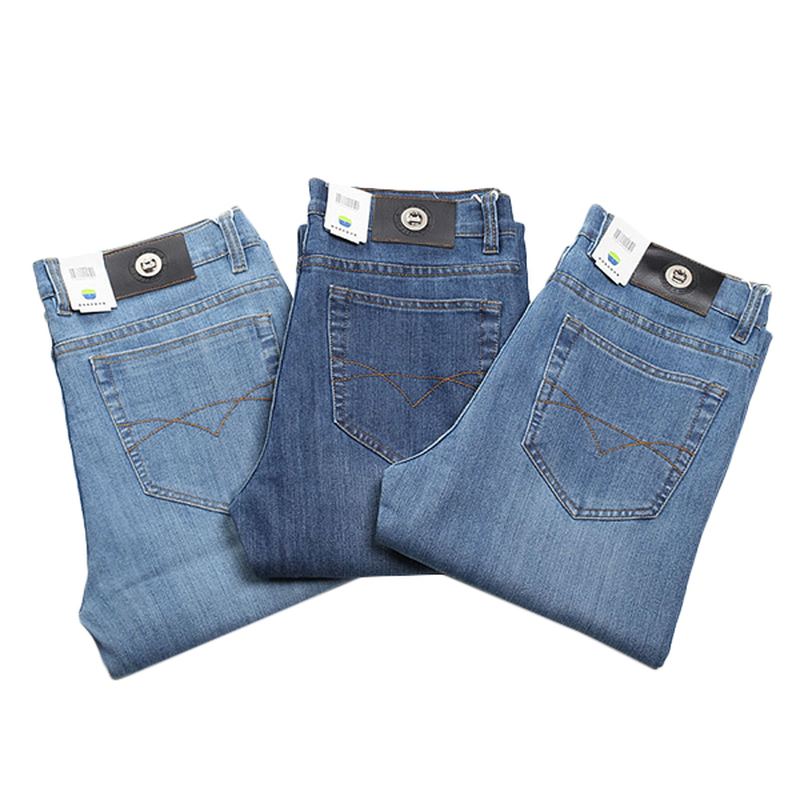 Sommer Tynde Lige Ben Elastik Lange Denimbukser Jeans Til