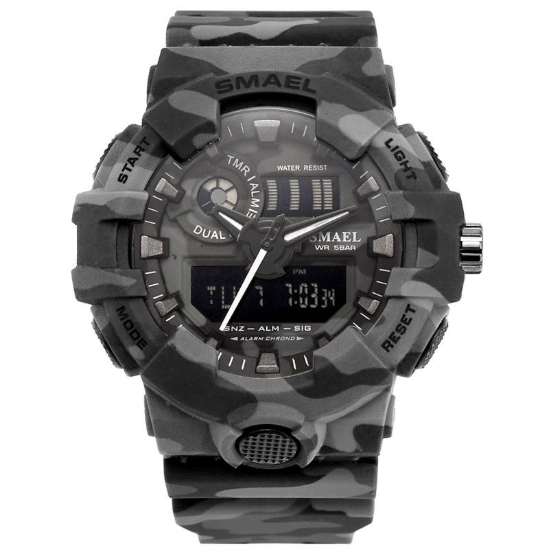 Digital Watch Camouflage Militray Dual Display Herre Sports Udendørs Armbåndsur