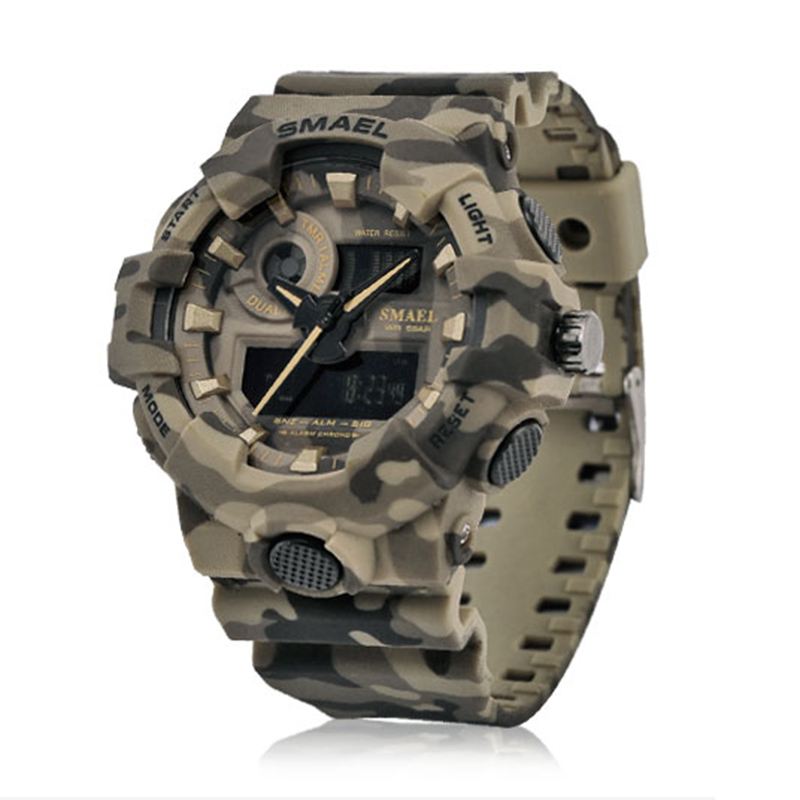 Digital Watch Camouflage Militray Dual Display Herre Sports Udendørs Armbåndsur