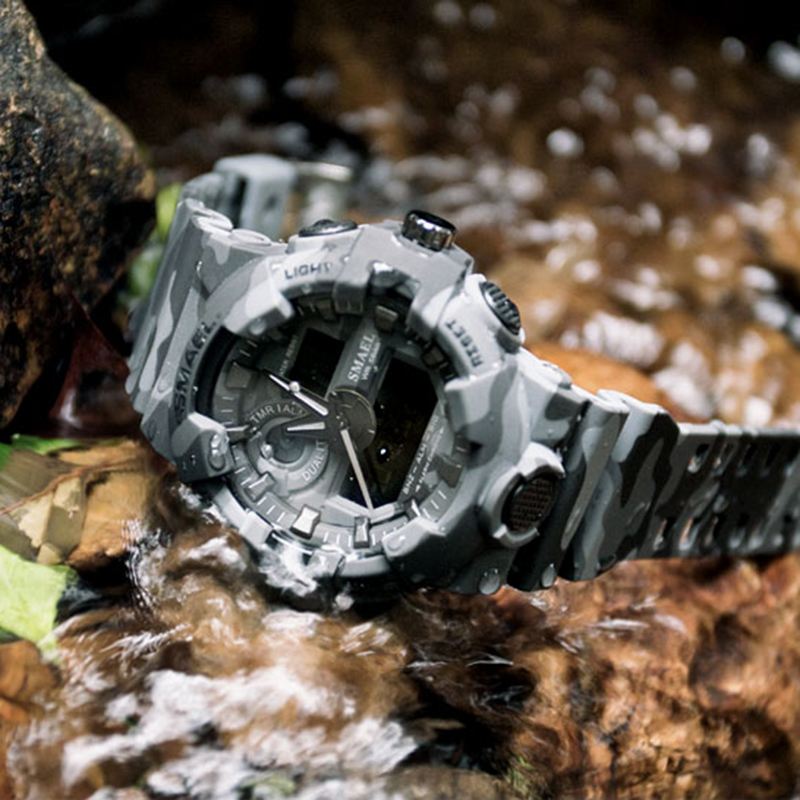 Digital Watch Camouflage Militray Dual Display Herre Sports Udendørs Armbåndsur