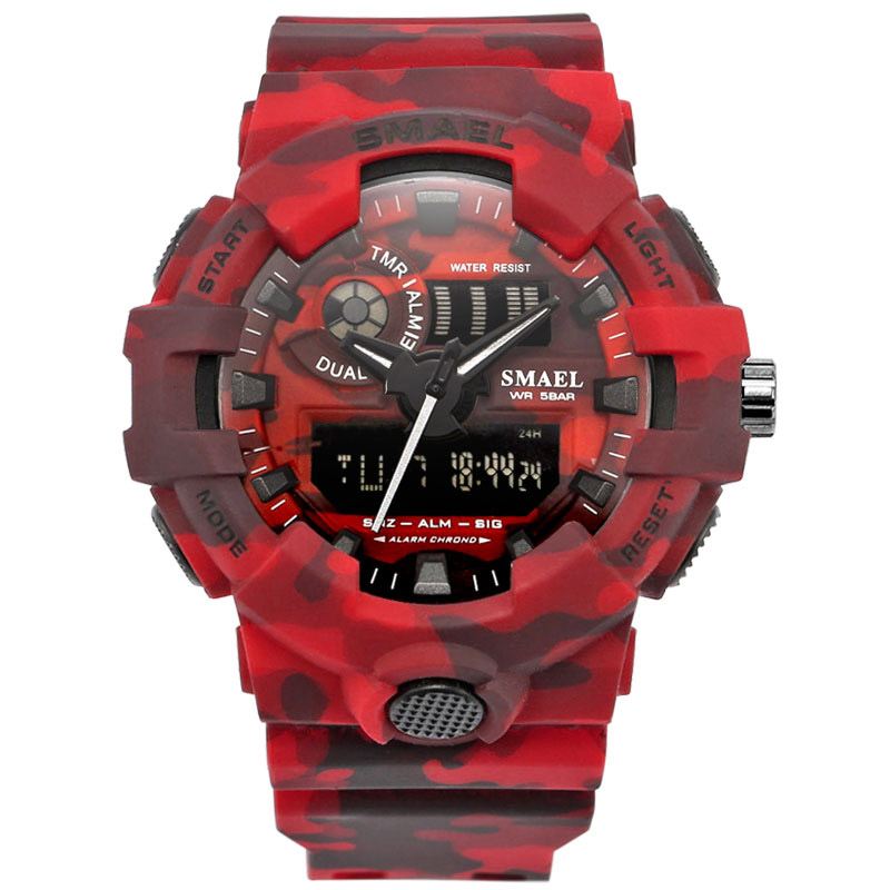 Digital Watch Camouflage Militray Dual Display Herre Sports Udendørs Armbåndsur