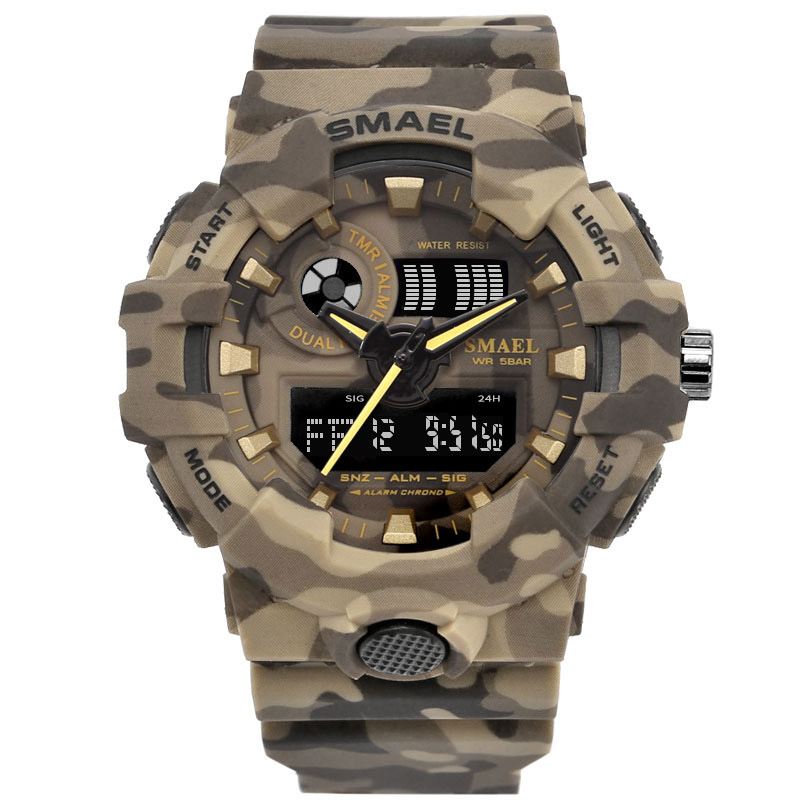 Digital Watch Camouflage Militray Dual Display Herre Sports Udendørs Armbåndsur