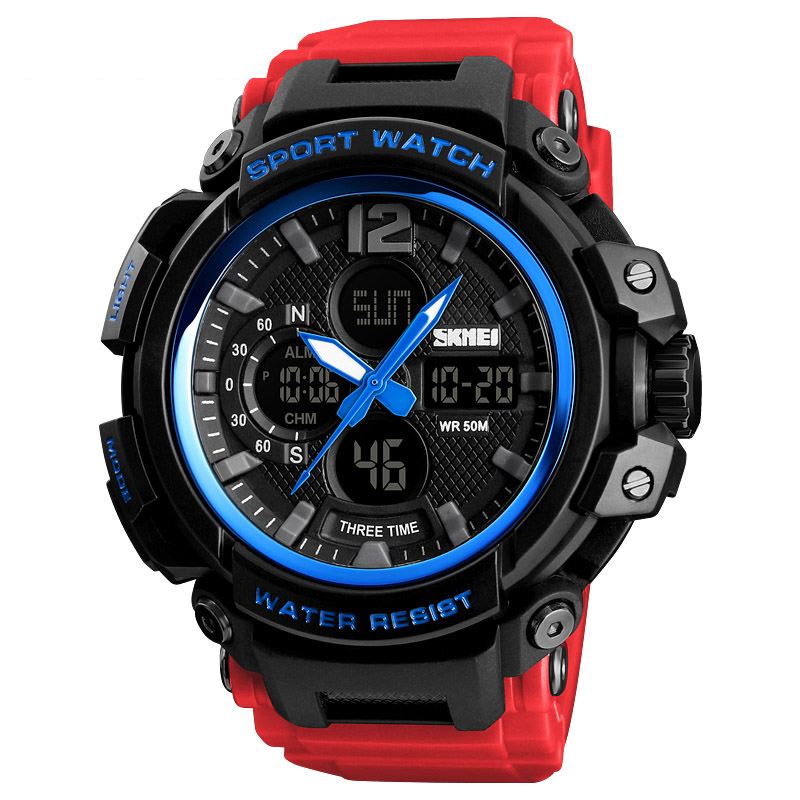 Digital Watch Dual Display Chronograph 3 Time Vandtæt Alarm Digital Quartz Armbåndsur