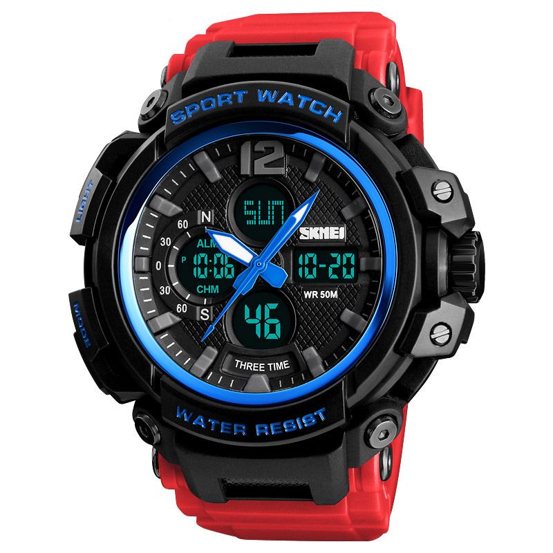 Digital Watch Dual Display Chronograph 3 Time Vandtæt Alarm Digital Quartz Armbåndsur