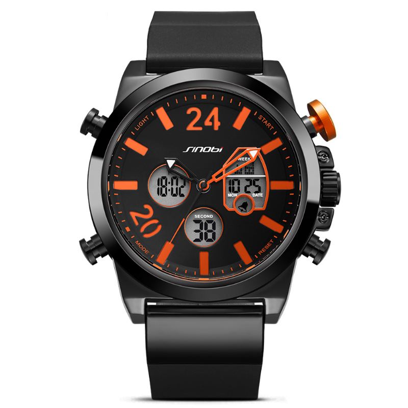 Dual Display Digital Watch Herre Chronograph Alarm Lysende Display Mode Sport Watch