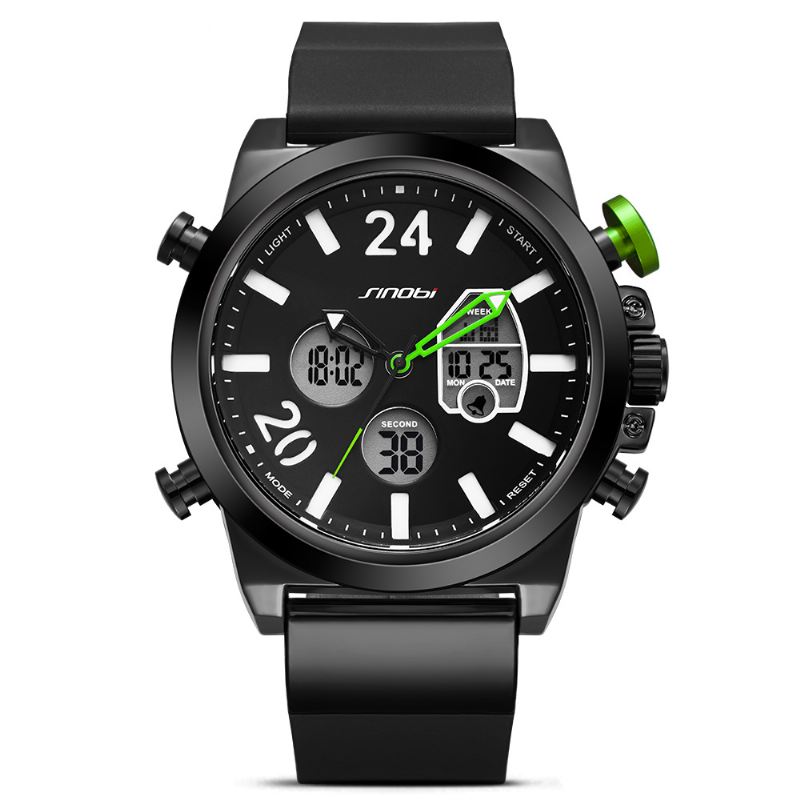 Dual Display Digital Watch Herre Chronograph Alarm Lysende Display Mode Sport Watch