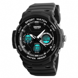 Dual Display Digital Watch Herre Lysende Kronograf Alarm Watch Outdoor Sport Watch