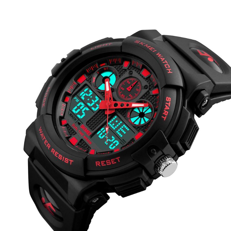 Mænd Sport Chorongraph 50m Vandtæt Lysende Dual Display Digital Watch