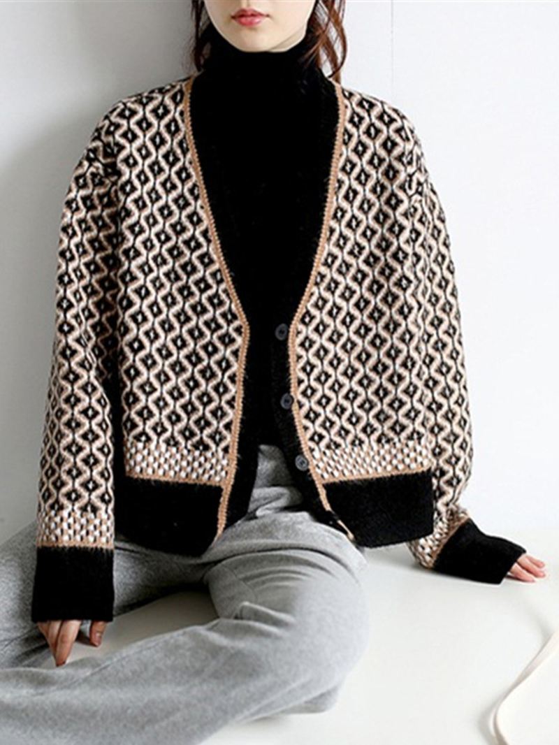 Kvinder Aryclic Knitted Button Down Up Retro Cardigan