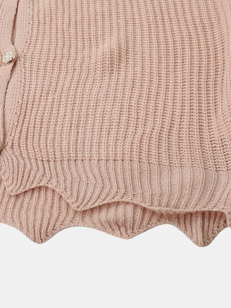 Kvinder Solid Simple Mild Pink Uregelmæssig Hem Daily Wear Strikket Cardigan