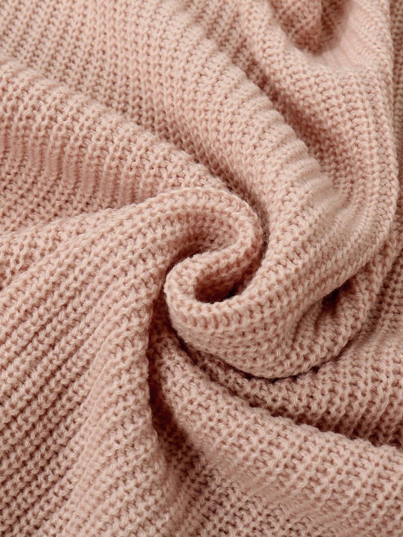 Kvinder Solid Simple Mild Pink Uregelmæssig Hem Daily Wear Strikket Cardigan