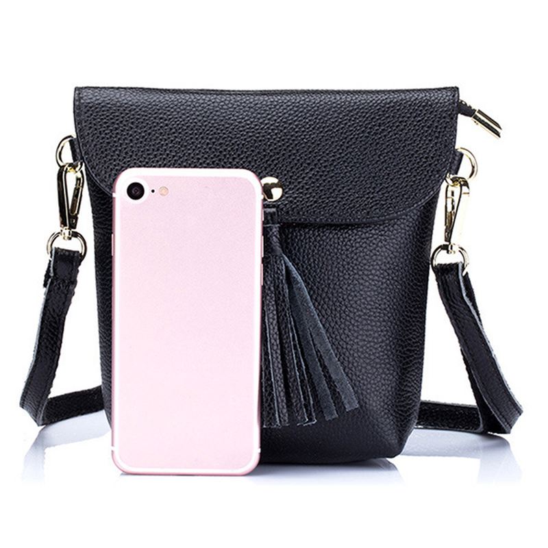 Ægte Læder Kvast Mini Skuldertasker Vintage Hasp Crossbody Tasker 5.5 Tommer Telefontasker