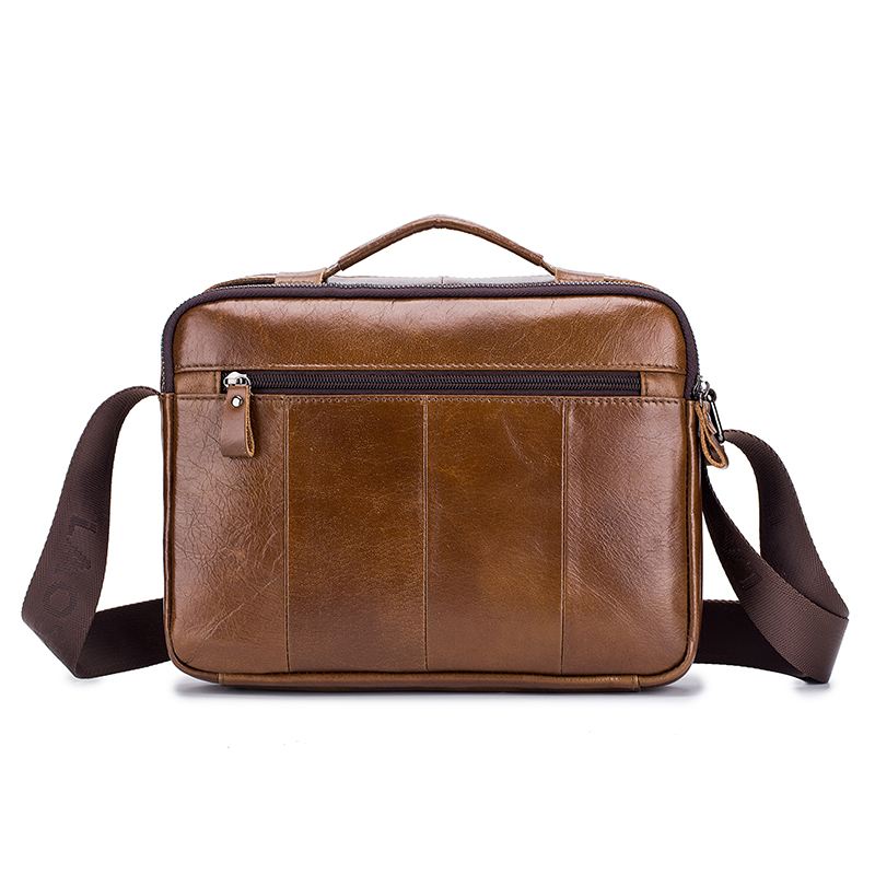 Ægte Læder Mænd Vintage Messenger Bag Briefcase Håndtaske Skuldertaske Satchel Bag