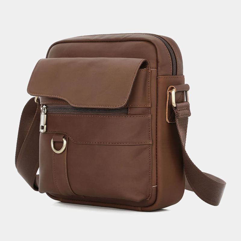 Ægte Læder Til Mænd Stor Kapacitet Vintage Afslappet 6.5 Tommer Telefontaske Crossbody-taske Skuldertaske Messenger Briefcase