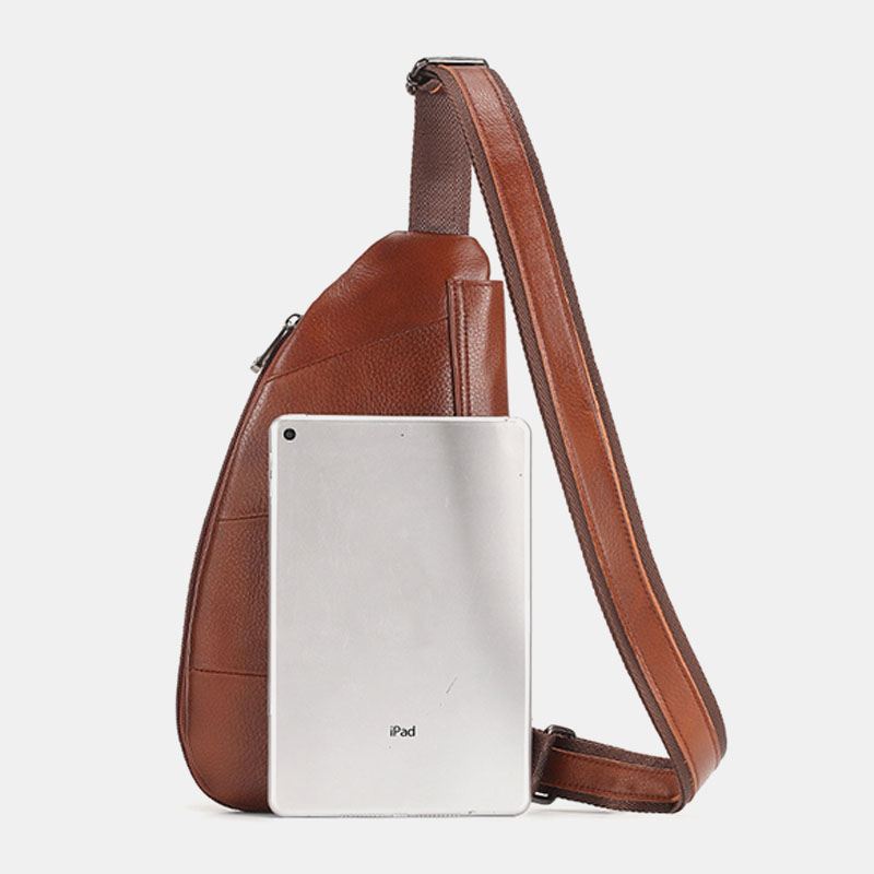 Ægte Læder Til Mænd Vintage Unikt Design Brysttaske Crossbody Taske