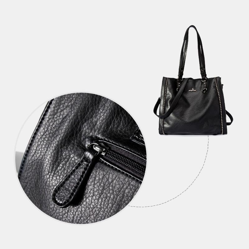 Angel Kiss Kvinder Pu-læder Vintage Stor Kapacitet 13.3 Tommer Bærbar Taske Multi-carry Crossbody-taske Skuldertaske Tote