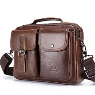 Herre Læder Messenger Bag Retro Laptop Taske Business Briefcase Skuldertaske