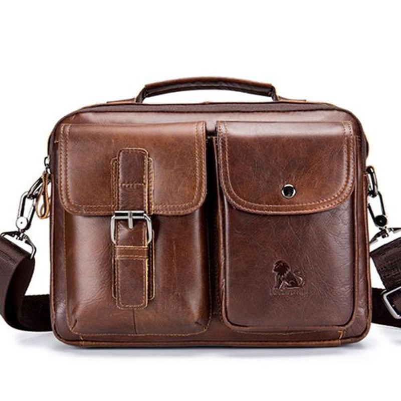 Herre Læder Messenger Bag Retro Laptop Taske Business Briefcase Skuldertaske