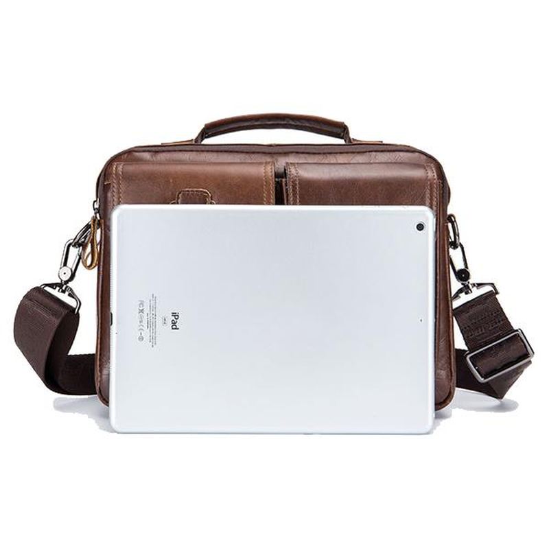 Herre Læder Messenger Bag Retro Laptop Taske Business Briefcase Skuldertaske