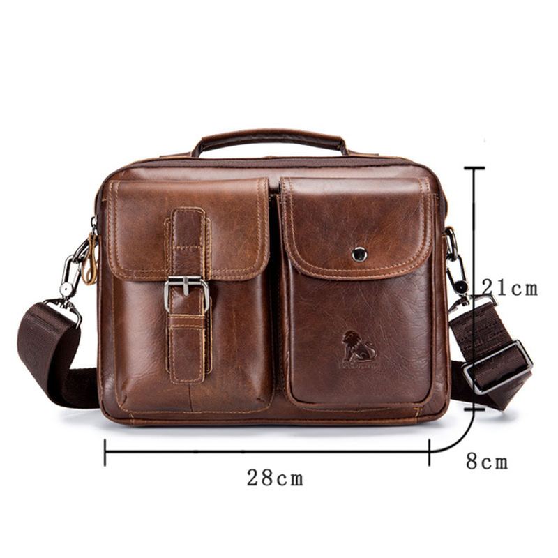 Herre Læder Messenger Bag Retro Laptop Taske Business Briefcase Skuldertaske