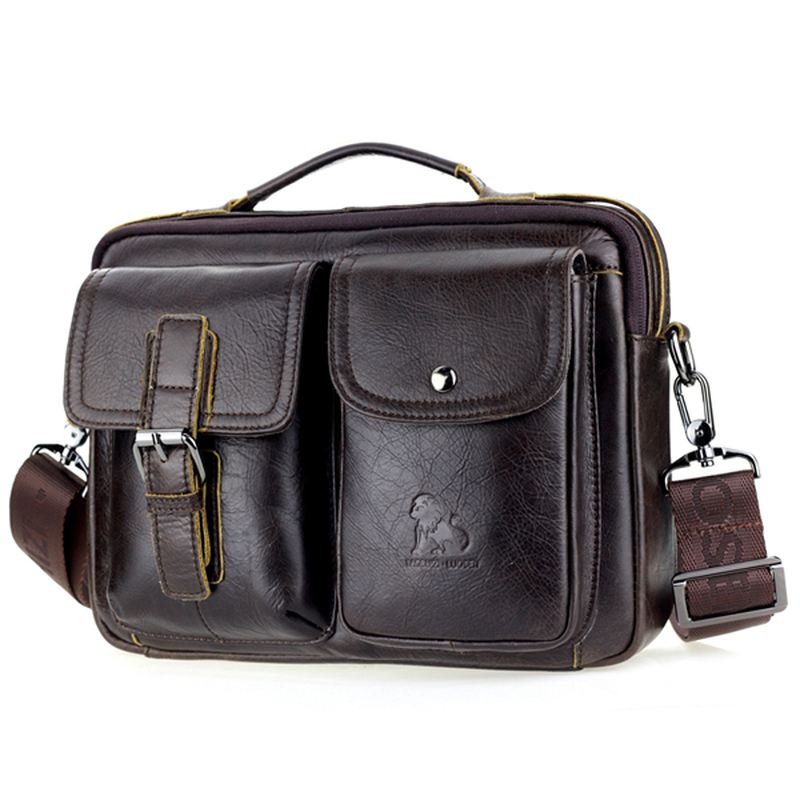 Herre Læder Messenger Bag Retro Laptop Taske Business Briefcase Skuldertaske