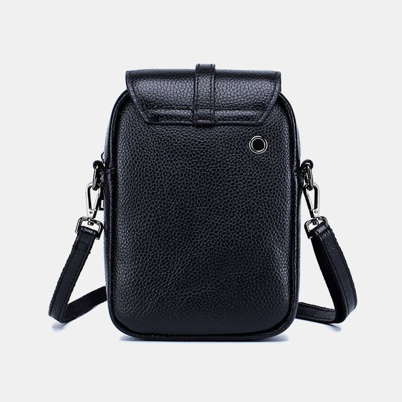 Kvinder Ægte Læder Casual Retro Multi-layers Øretelefonhul 6.5 Tommer Telefontaske Crossbody Taske