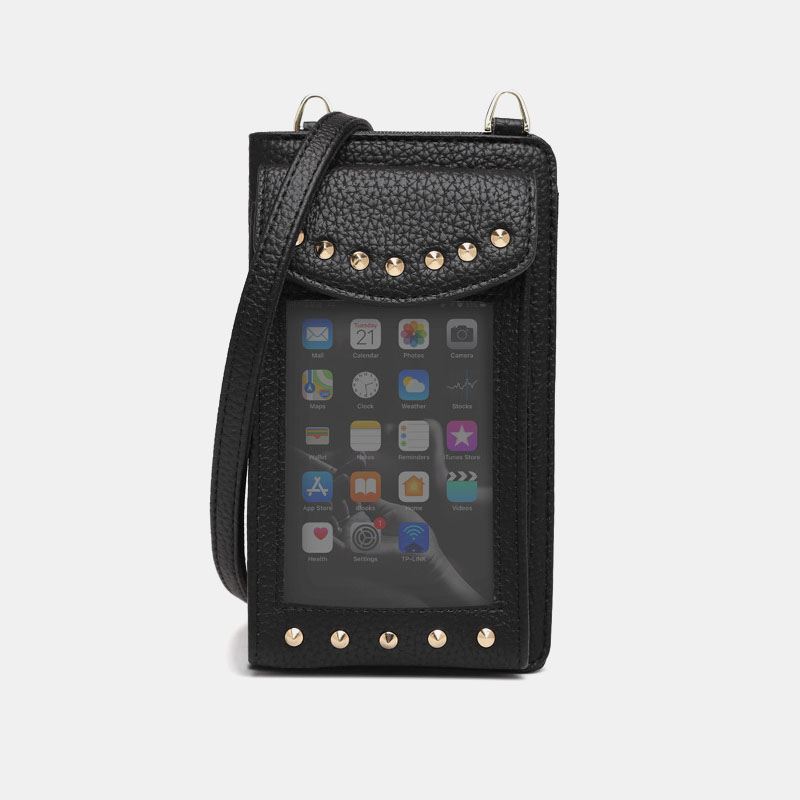 Kvinder Berøringsskærm 6.3 Tommer Telefonholder 10 Kortslot Nitte Crossbody Taske Tegnebog