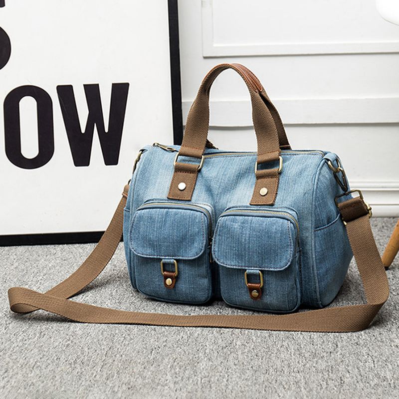 Kvinder Denim Rejser Håndtaske Med Stor Kapacitet Casual Crossbody Taske