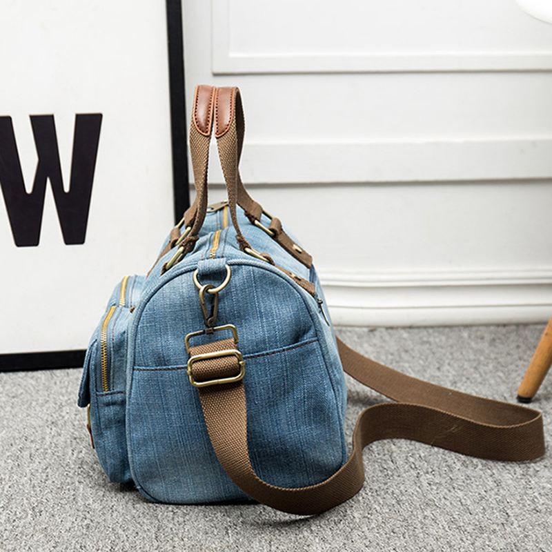 Kvinder Denim Rejser Håndtaske Med Stor Kapacitet Casual Crossbody Taske