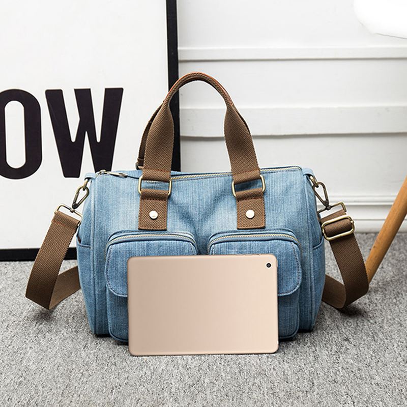 Kvinder Denim Rejser Håndtaske Med Stor Kapacitet Casual Crossbody Taske