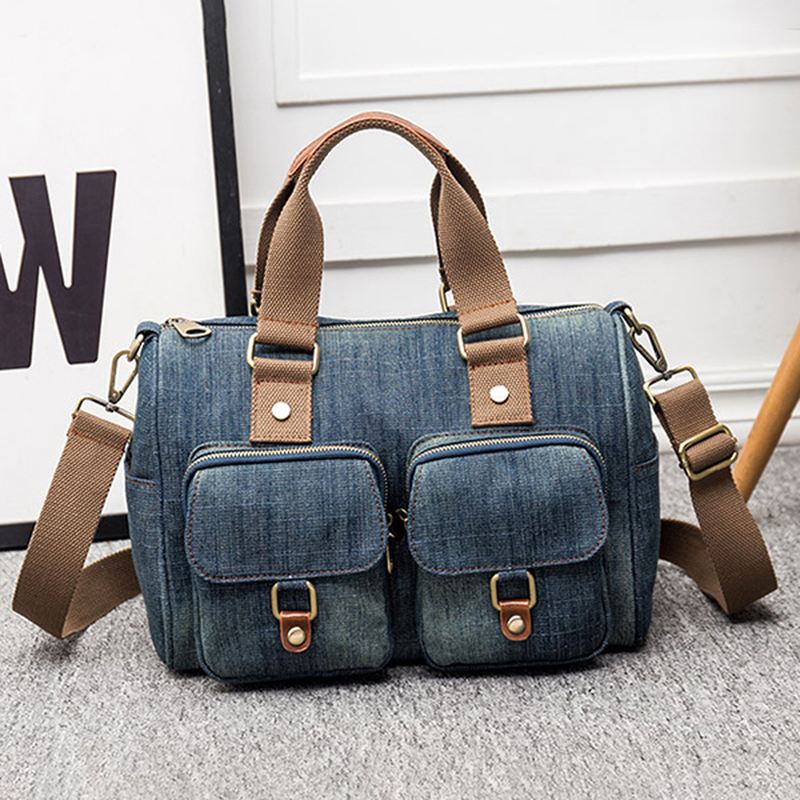 Kvinder Denim Rejser Håndtaske Med Stor Kapacitet Casual Crossbody Taske