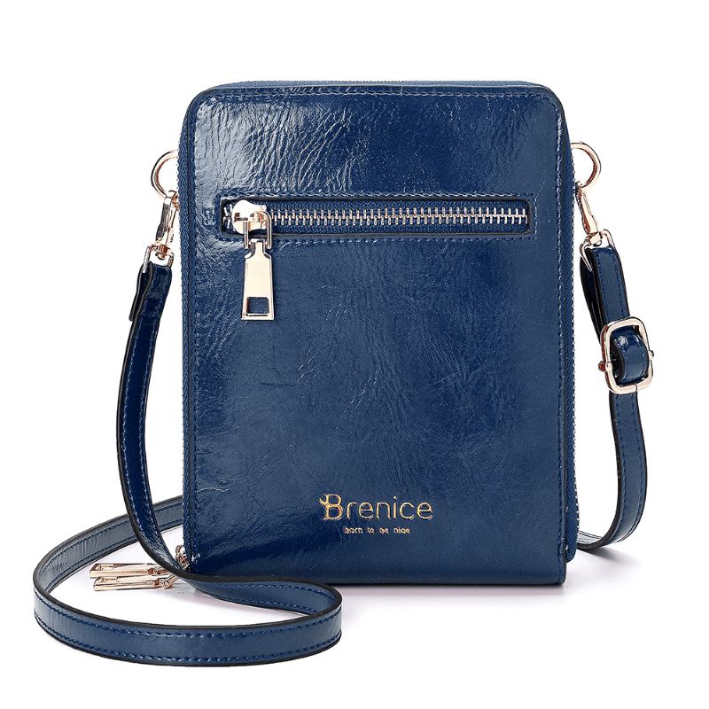 Kvinder Design Multifunktion Telefontaske Olievoks Læder Crossbody Taske