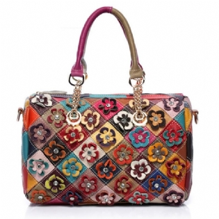 Kvinder Elegant Blomster Patchwork Crossbody Taske Håndtaske