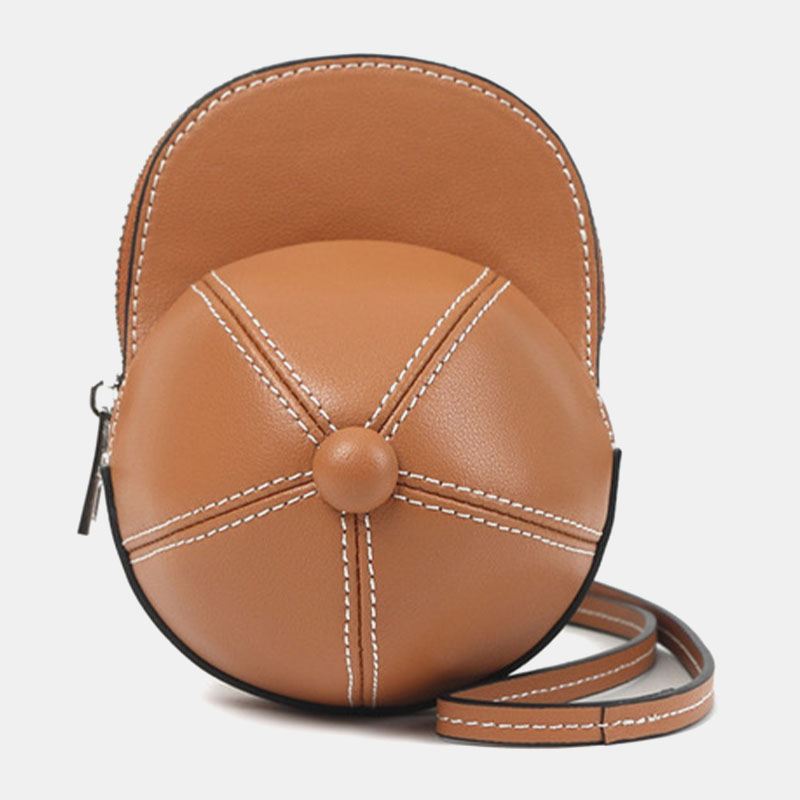 Kvinder Imiteret Læder Baseballhat Form Causl Creative Skuldertaske Crossbody Taske