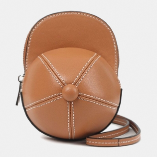 Kvinder Imiteret Læder Baseballhat Form Causl Creative Skuldertaske Crossbody Taske