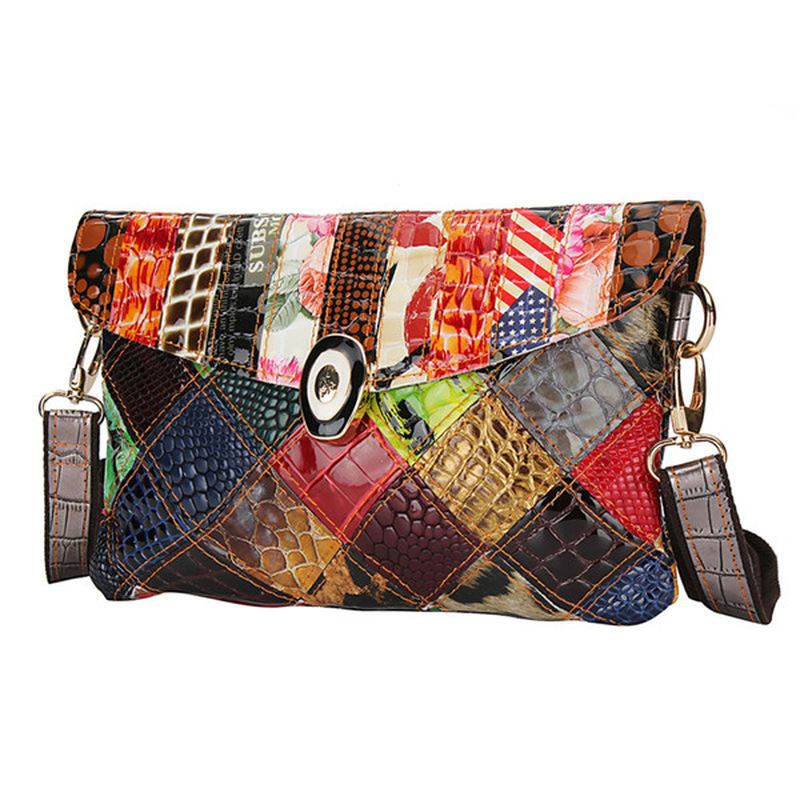 Kvinder Kontrastfarve Skuldertasker Dame Vintage Crossbody Tasker Elegante Messenger Tasker