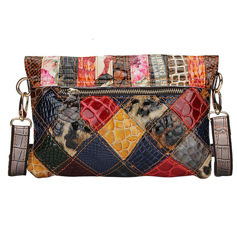 Kvinder Kontrastfarve Skuldertasker Dame Vintage Crossbody Tasker Elegante Messenger Tasker