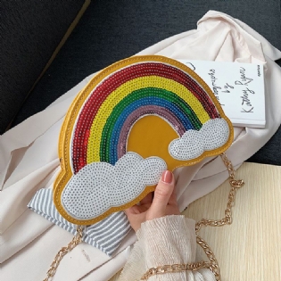 Kvinder Kreativ Unik Cloud Shape Pailletter Kontrast Farve Sjov Skuldertaske Cross Body Bag