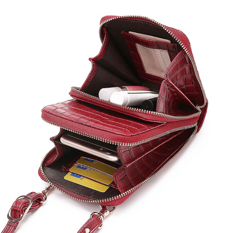 Kvinder Krokodille Mønster Multi-card Slots Taske Telefon Taske Crossbody Taske