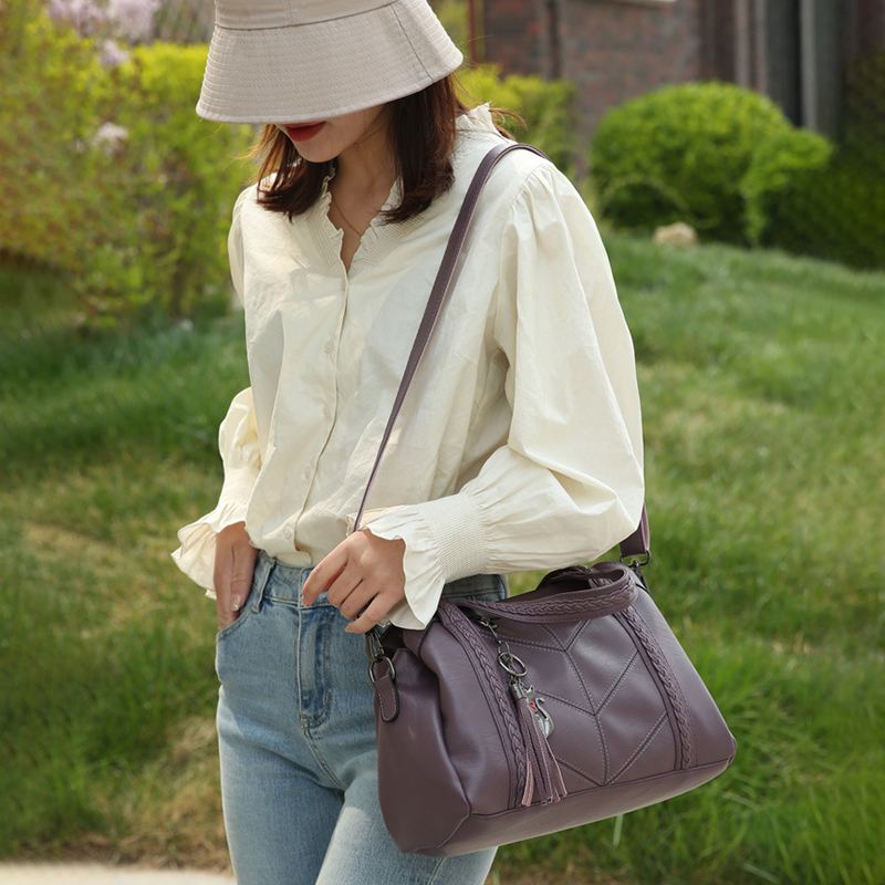 Kvinder Med Flere Lommer Flere Rum Kvast Crossbody-taske Retro Stor Kapacitet Tote Skuldertaske Håndtaske