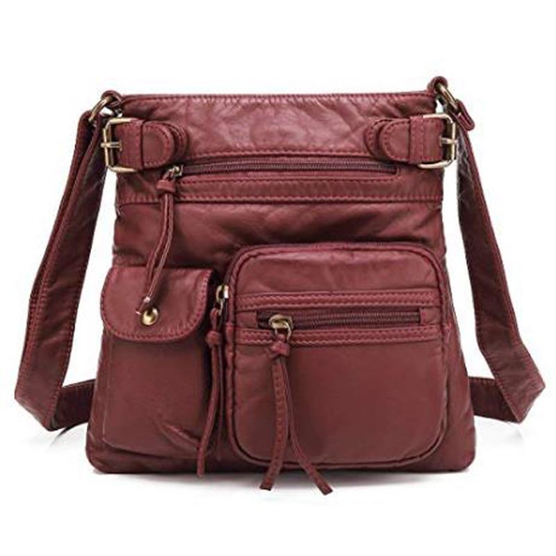 Kvinder Multi-pocket Casual Pu Læder Crossbody Taske