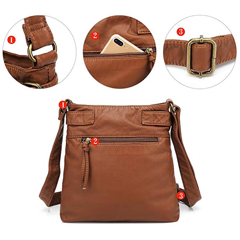 Kvinder Multi-pocket Casual Pu Læder Crossbody Taske