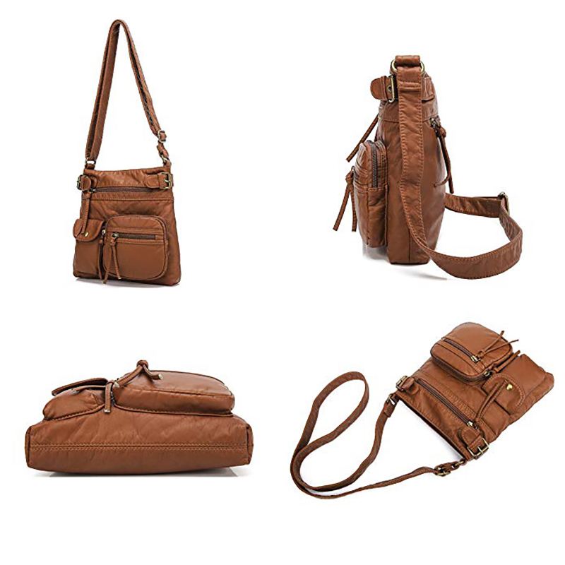 Kvinder Multi-pocket Casual Pu Læder Crossbody Taske