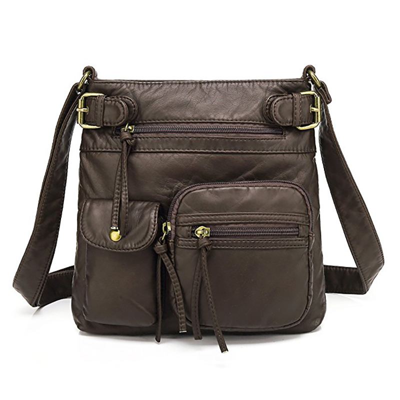 Kvinder Multi-pocket Casual Pu Læder Crossbody Taske