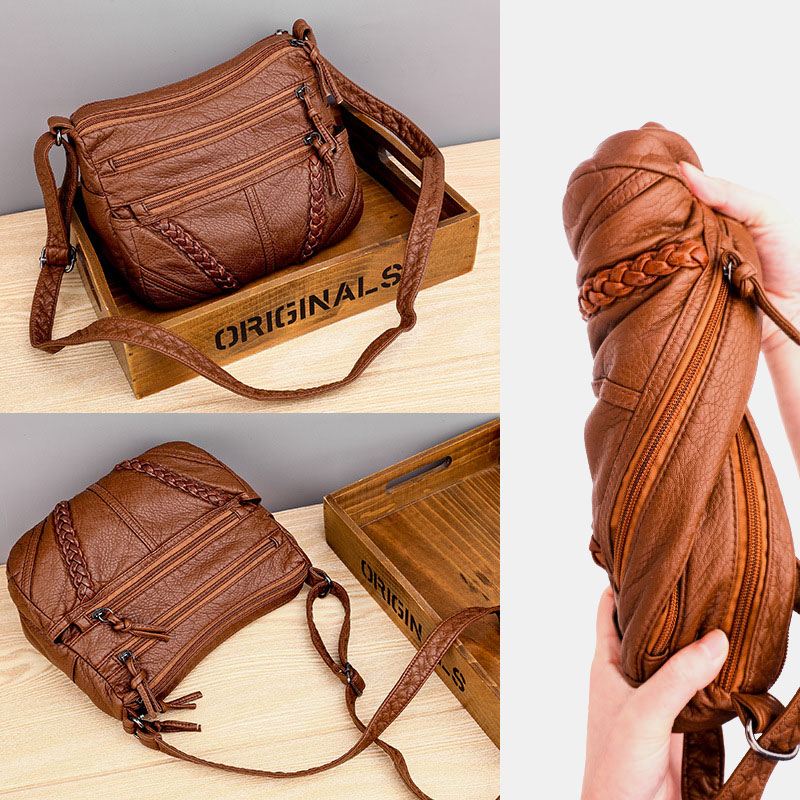 Kvinder Multi-pocket Midaldrende Vintage Crossbody Bag Skuldertaske