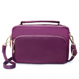 Kvinder Nylon Vandtæt Multi Pocket Lynlås Håndtaske Crossbody Bag