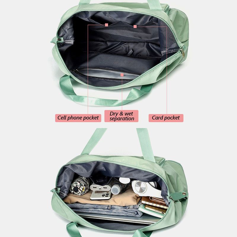 Kvinder Oxford Dry Wet Separation Gym Bag Skalerbar Foldbar Design Crossbody Taske Stor Kapacitet Fast Rem Vandtæt Bærbar Rejsetaske