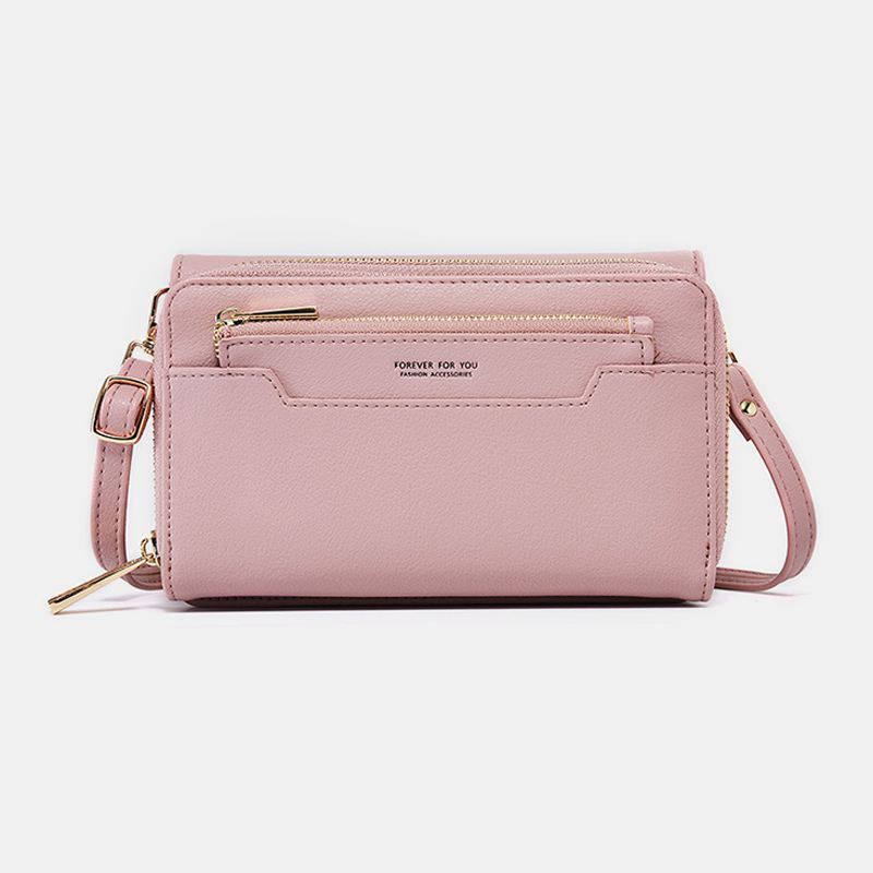 Kvinder Pu 6.3 Tommer Telefon Solid Crossbody Taske Telefontaske Tegnebog