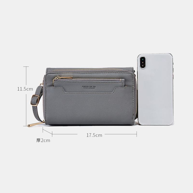 Kvinder Pu 6.3 Tommer Telefon Solid Crossbody Taske Telefontaske Tegnebog