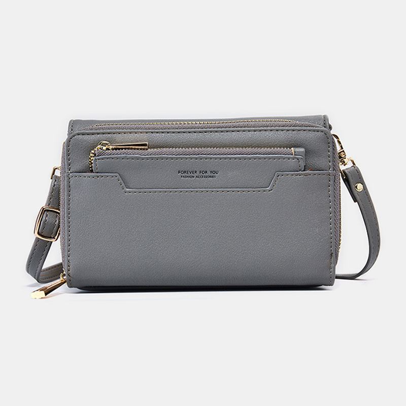 Kvinder Pu 6.3 Tommer Telefon Solid Crossbody Taske Telefontaske Tegnebog